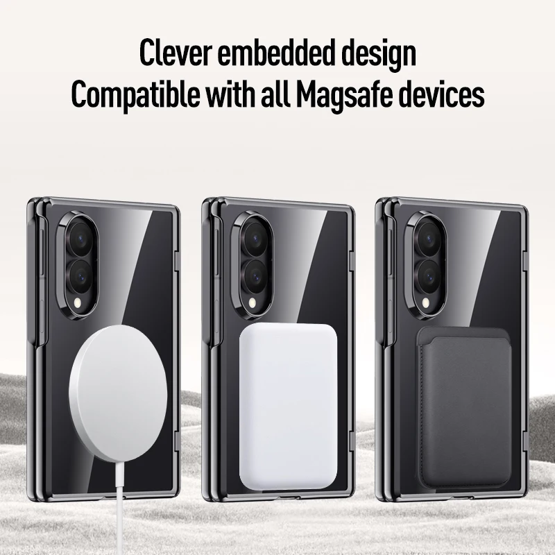 For Samsung Galaxy Z Fold 8 Wide 5G Case Ultra-Thin Electroplating Transparent Folding Hinge With Tempered Film Shockproof Cover