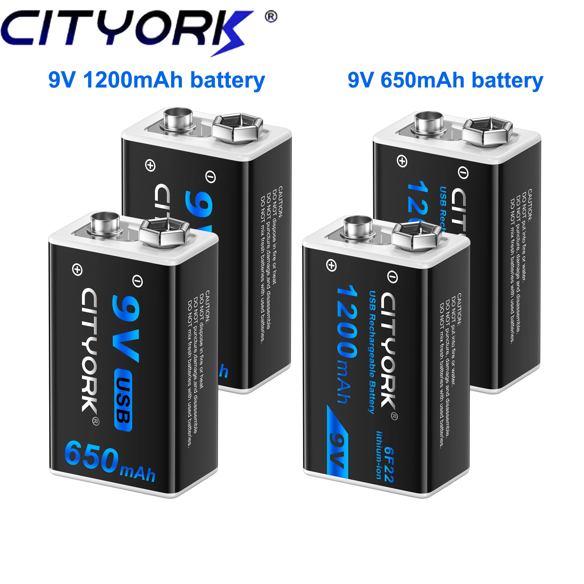 CITYORK Micro USB 9V Rechargeable Li-ion Battery 9V Lithium Crown 9V 6F22 Battery for RC Helicopter Model Metal Detector