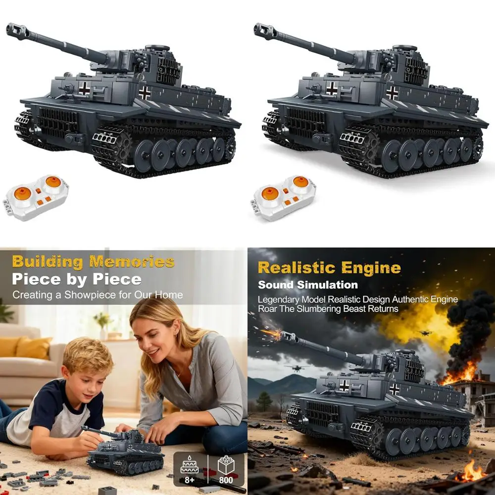 Zestaw do składania niemieckiego czołgu Tiger w skali 1:32 dla dzieci od 8 lat, 800-elementowy zestaw zabawek militarnych z ruchomymi elementami, idealny dla miłośników historii.