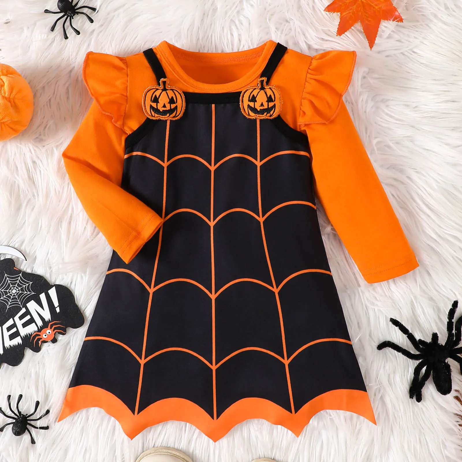 Halloween Cartoon Pumpkin Costume Girls Party Dresses Kids Dress Up Costumes Cosplay Wilderness Girls Explorer Dress Outfits