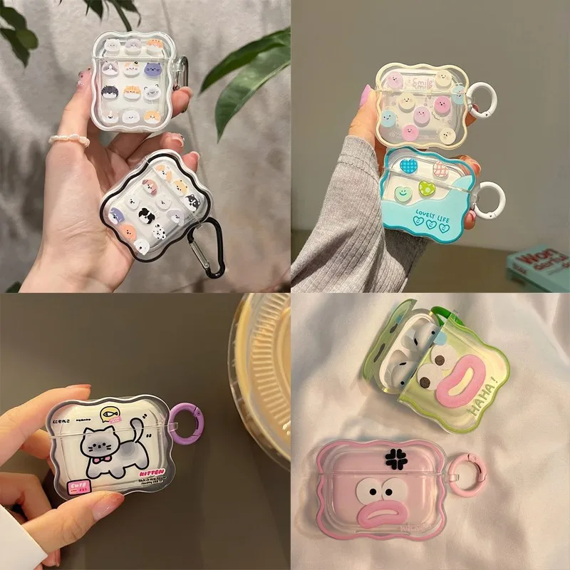 Funny Cartoon Cat Case for Airpod Cases Air Apple Pro 3 for 2 3rd Pods Transparent Cute AirPods Cover TPU Coque for Airpods 2 1