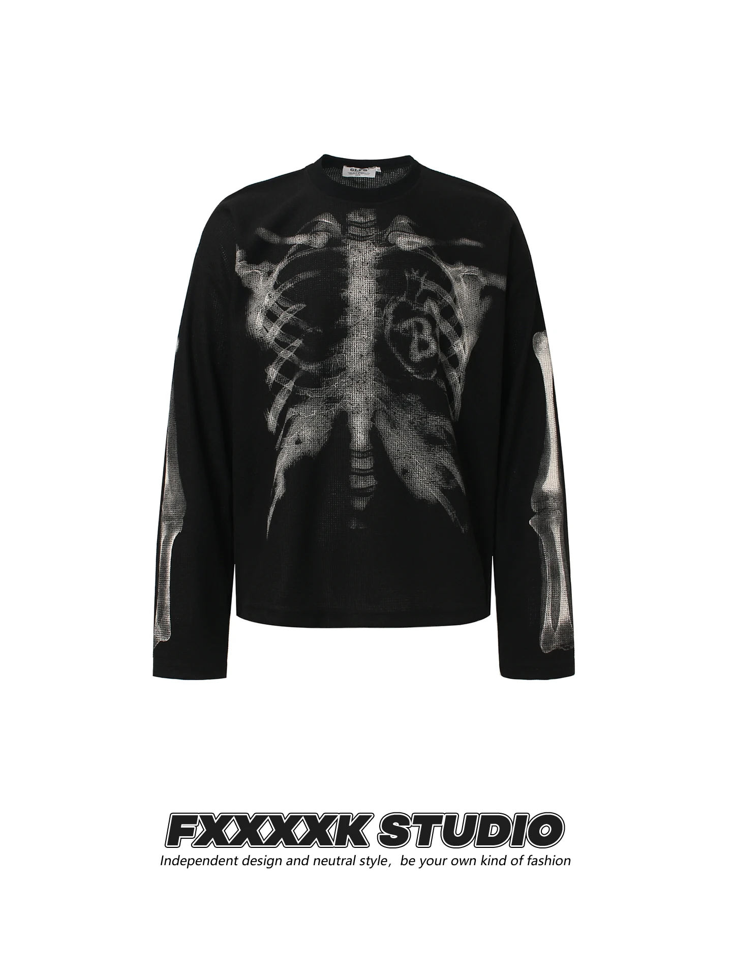 

Оригинальная американская уличная одежда FXK с принтом черепа, мужская футболка с длинными рукавами, свободный крой, из чистого хлопка, молодежная модная летняя одежда