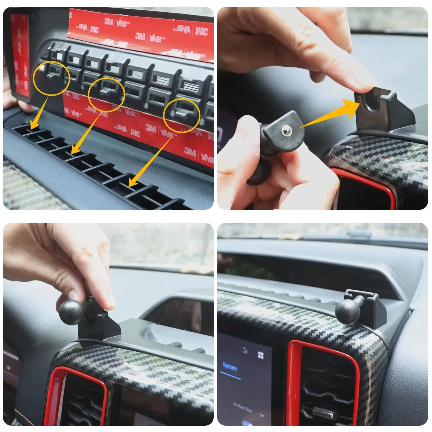 Car Center Navigation Screen Back Mobile Phone Mount Holder For Ford Ranger T9 2023 2024 Dashboard Panel Trim Auto Accessories