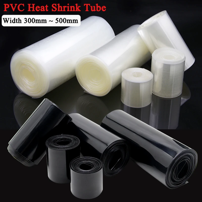 

Black/Clear PVC Heat Shrink Tube 18650 Lipo Battery Pack 300mm ~ 500mm Insulated Protection Film Wrap lithium Case Cable Sleeve