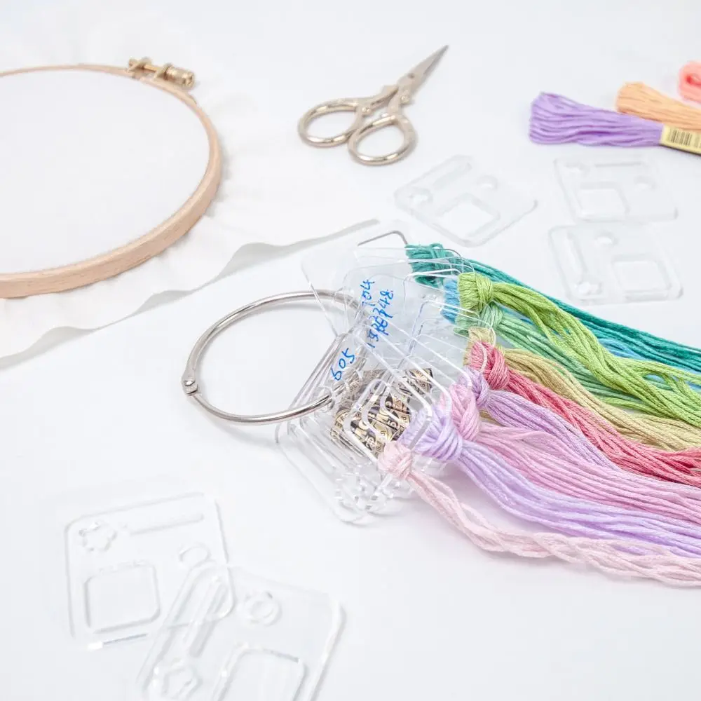 Embroidery Floss Embroidery Thread Holder Household Supplies String Ribbons Bobbins Floss Organizer Label Transparent