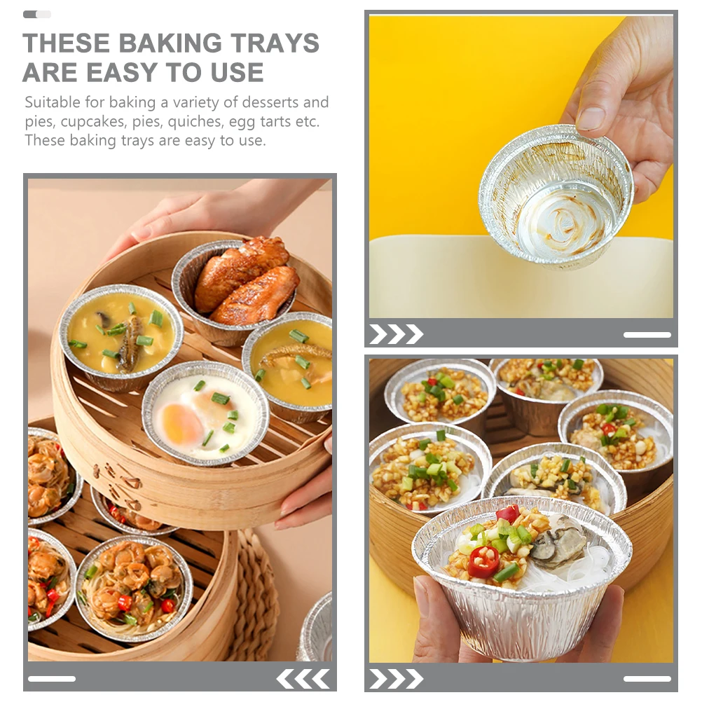 

25 Pcs Baking Egg Tart Mold Tray Tarts Round Aluminum Foil Trays Tartlet Dessert