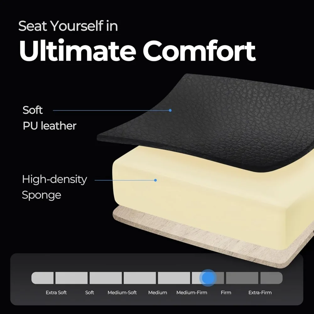 كرسي ألعاب مريح مع مسند للقدمين، ظهر مرتفع، دعم قطني، ارتفاع قابل للتعديل للاستخدام المكتبي والمنزلي باللون الأسود