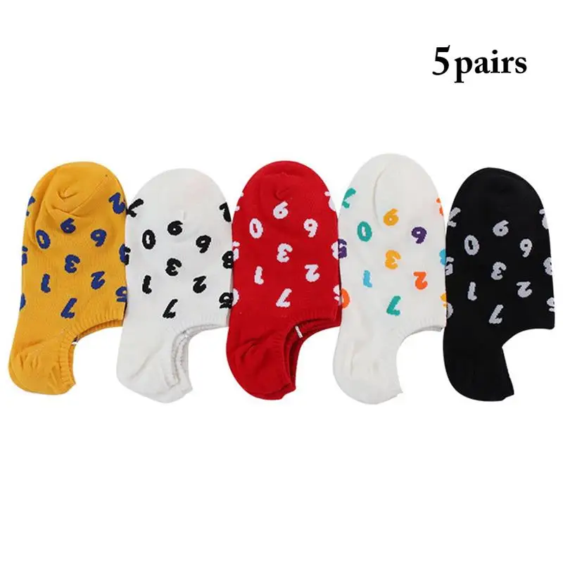 Chaussettes bateau invisibles pour femmes, 5 paires, en coton, antidérapantes, basses, respirantes, décontractées, douces