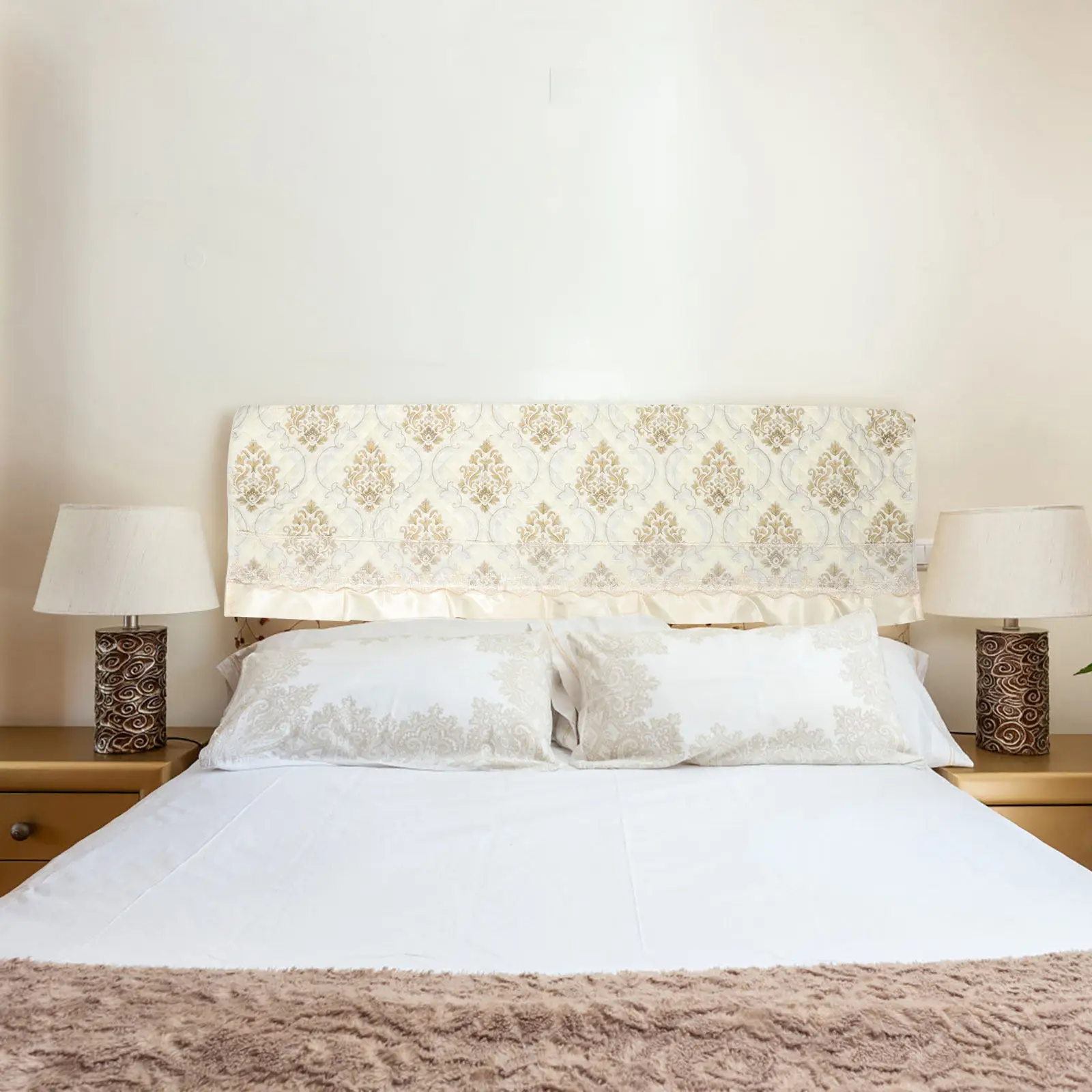 

Padded Headboard Cover for 1.8m Bed Thickened Quilted Cotton Slipcover Stretchable Elastic Fit Dustproof Clean Protection King