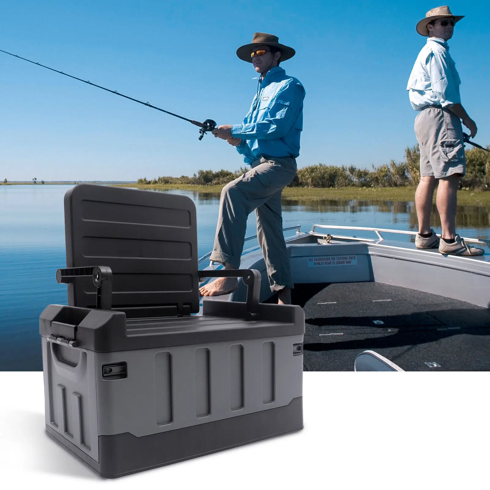 

Outdoor Multifunction Fishing Seat Box 60L Large Capacity Fishing Rod Box Outdoor Camper Car Home Storage Box