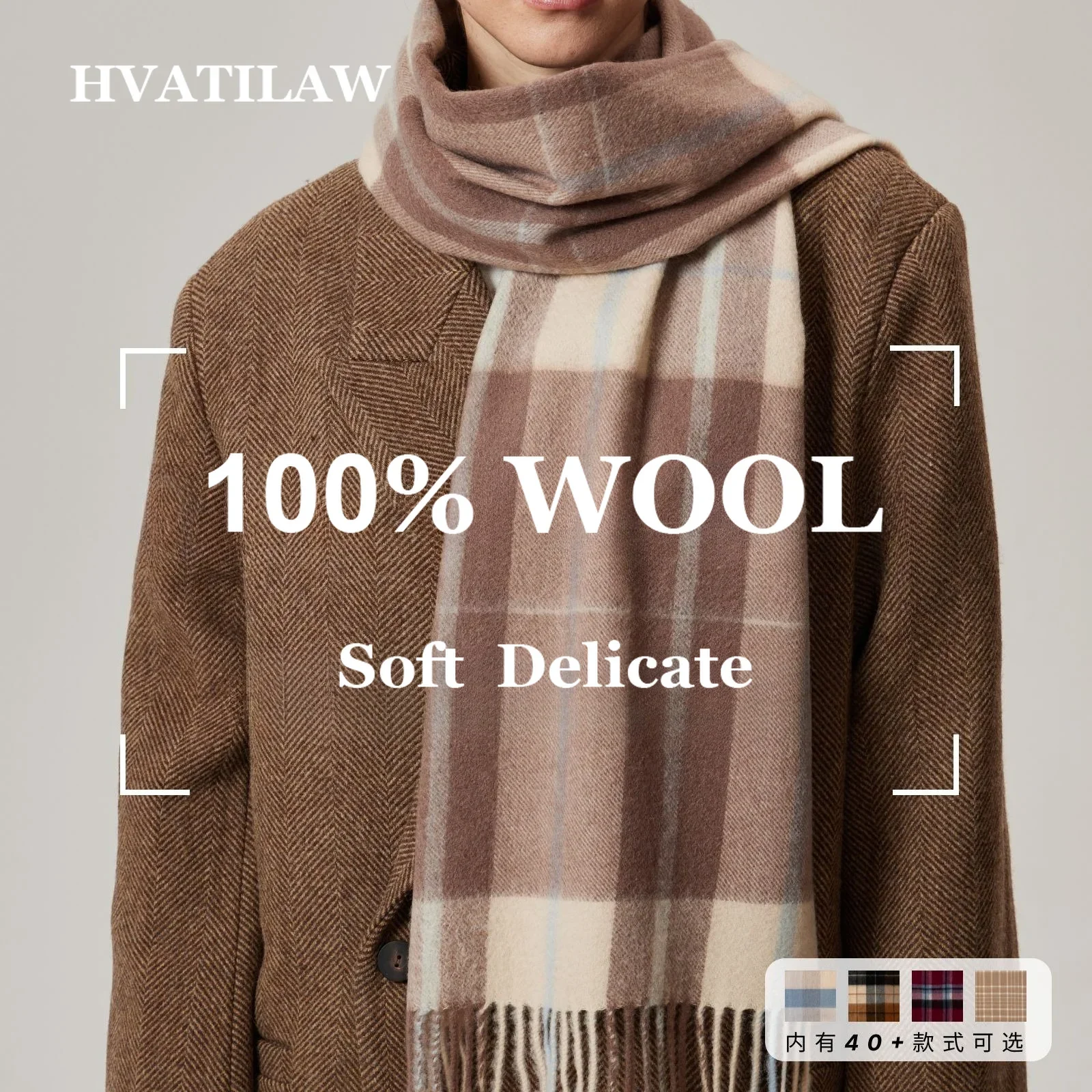 2026 100% Wool Scarf Men Women Check Pattern Winter Warm Thick Soft Long Shawl Wrap Pashmina Neckerchief Tassel Poncho Bufandas