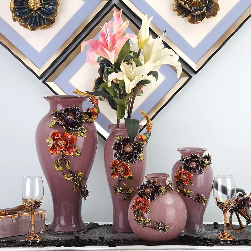 

Enamel colored glass vase living room bedroom desk home entrance decoration ornament