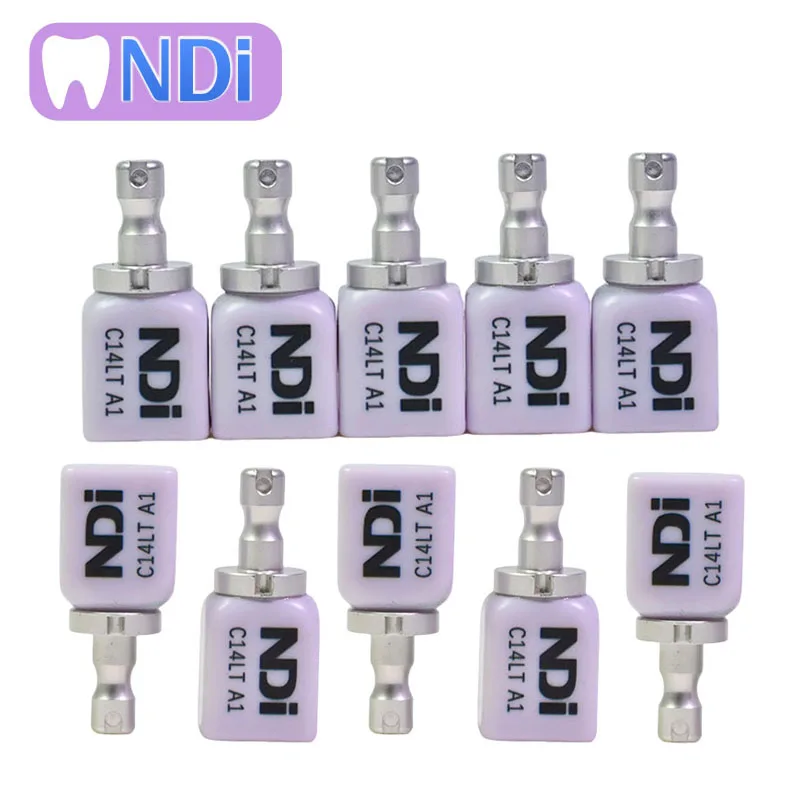 10Pcs NDI Lithium Disilicate Blocks C14 Dental Glass Ceramic Cubes LT/HT Veneer Inlays Crown Material for CAD CAM Dental Lab Use