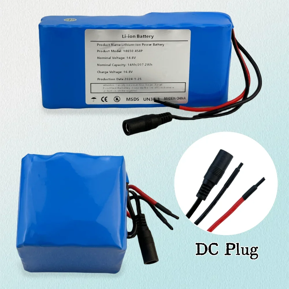 18650 4S4P Li-ion Power Battery 14.8V 14Ah Rechargeable Battery With BMS For LED Night Fishing Light Heater Miner's Light Amplif