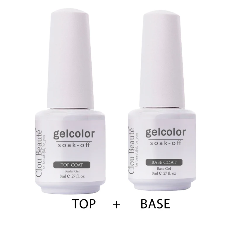 Clou Beaute Base Coat Top Coat Smalto per unghie gel UV 8ml Colore trasparente Bling Smalto gel Nail Art Lacca gel Vernice per unghie fortunata