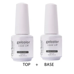 Clou Beaute Base Coat Top Coat Smalto per unghie gel UV 8ml Colore trasparente Bling Smalto gel Nail Art Lacca gel Vernice per unghie fortunata