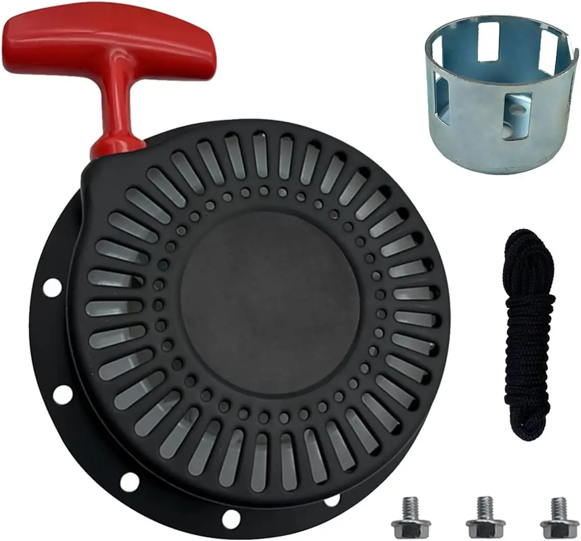 Universal 212cc 224cc Pull Start Assembly 4-Point & 6-Point Mount | Replacement Accessory for 196cc 208cc 212 224 6.5hp 5.5hp Horizontal Power Core Recoil Starter w/ Nylon Cord + Cup