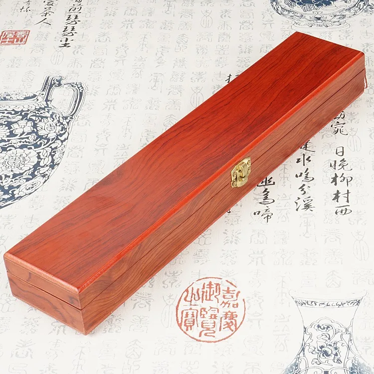 35cm High-grade wood grain elongated model wooden box Buddha bead bracelet pendant pendant brush long card elongated wooden box