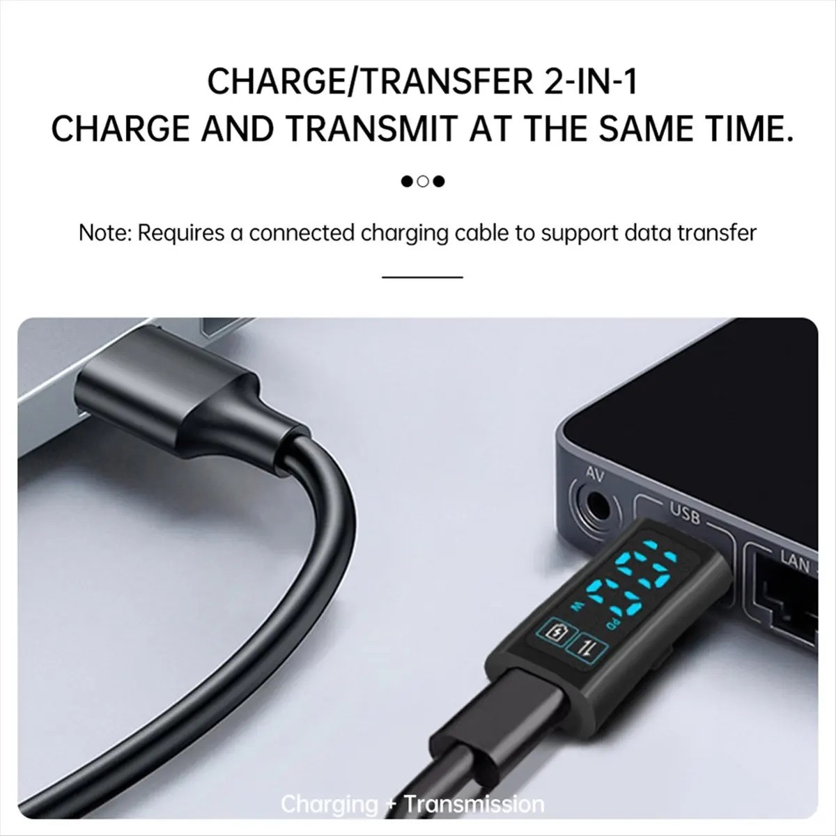 Voltage Meter Display Fast Charging Adapter Power Tester Blue Words CAA