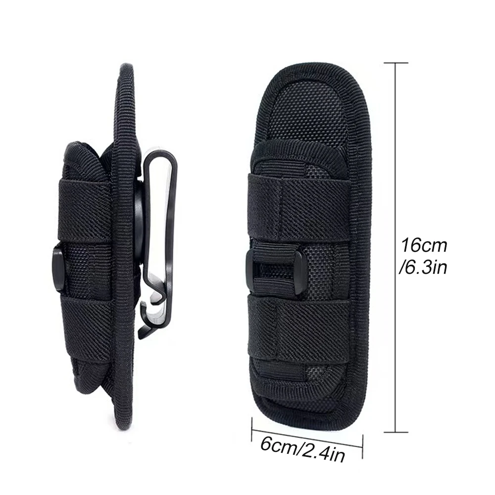 Flashlight Pouch Holster,Rotatable Flashlight Holder Belt Clip Tactical Torch Carry Case with 360 Degree Carabiner Reel Clip