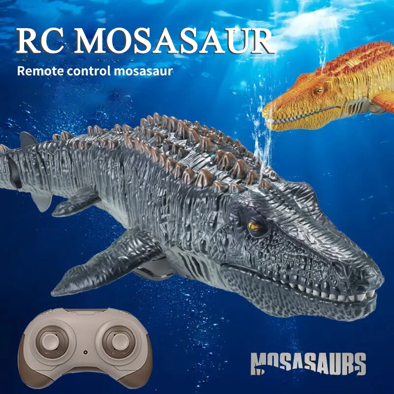 Simulazione oversize 2.4G Mosasaurus Electric RC Boat Water Floating Spraying Radio Control Dinosaur Model Toy Gift for Kids