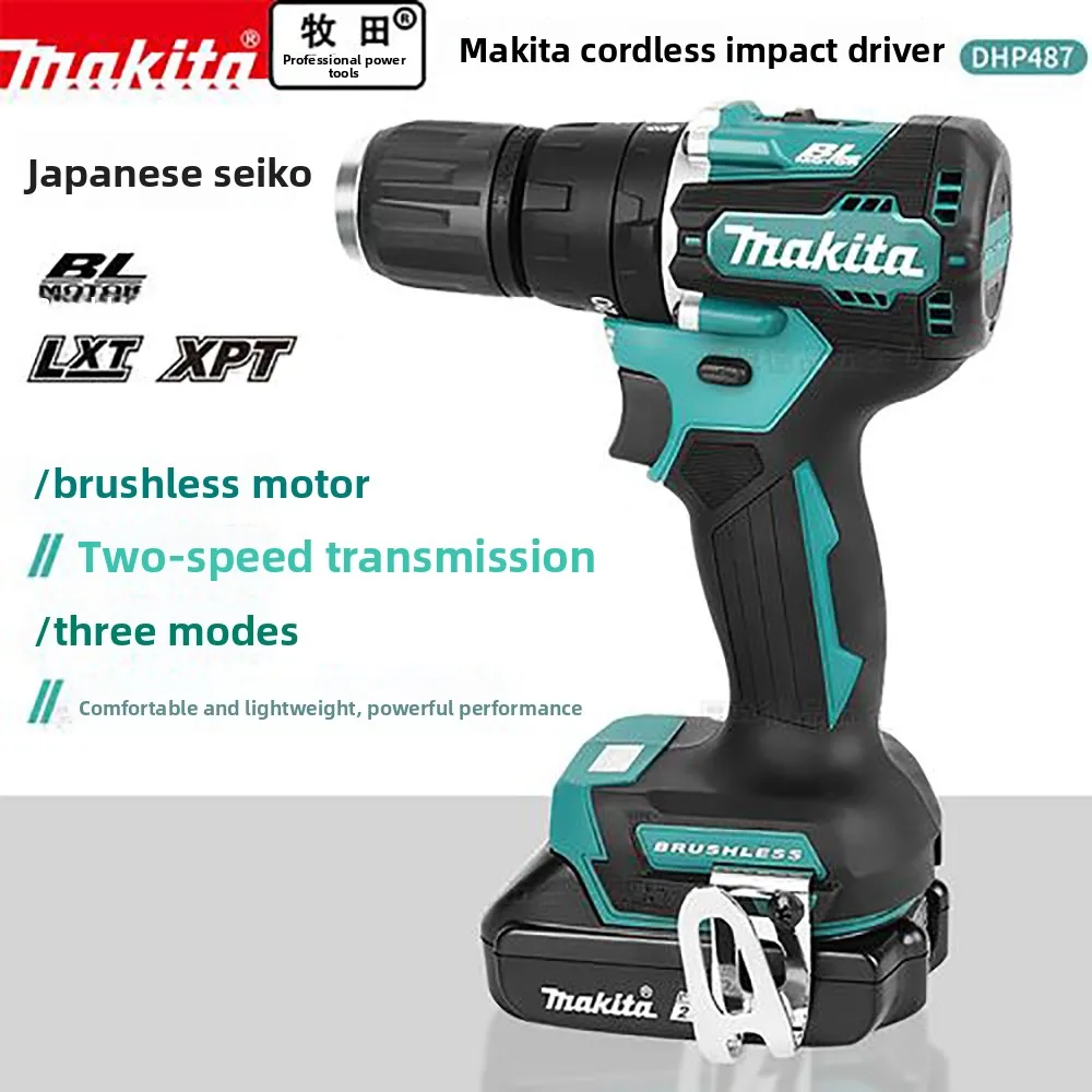 

Makita DHP487 Brushless 18V Cordless Drill Impact Driver Screwdriver Handheld Power Tool lifepo4 battery