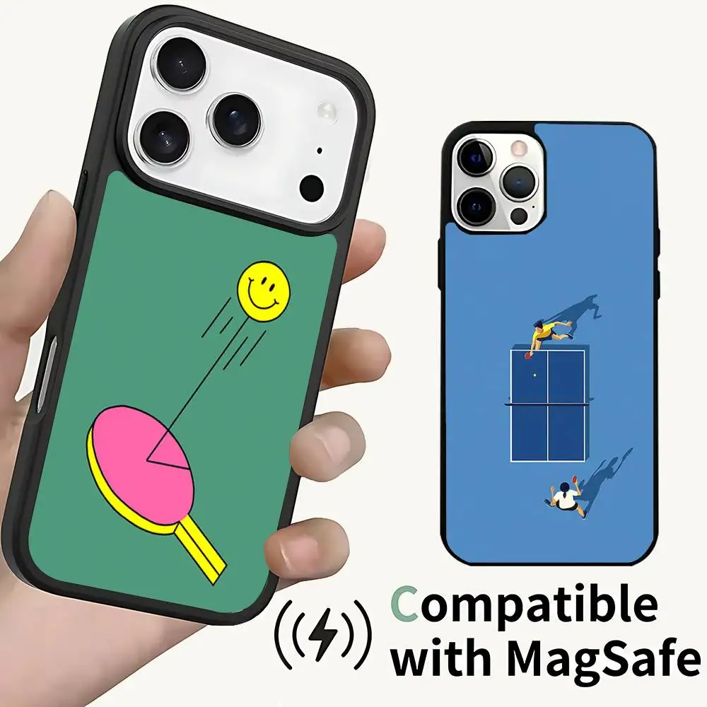 

Table tennis rackets Phone Case For iPhone 17,16,15,14,13,12,11,Pro,Max,Plus,Mini,SE4,E Magnetic Magsafe Wireless Charging