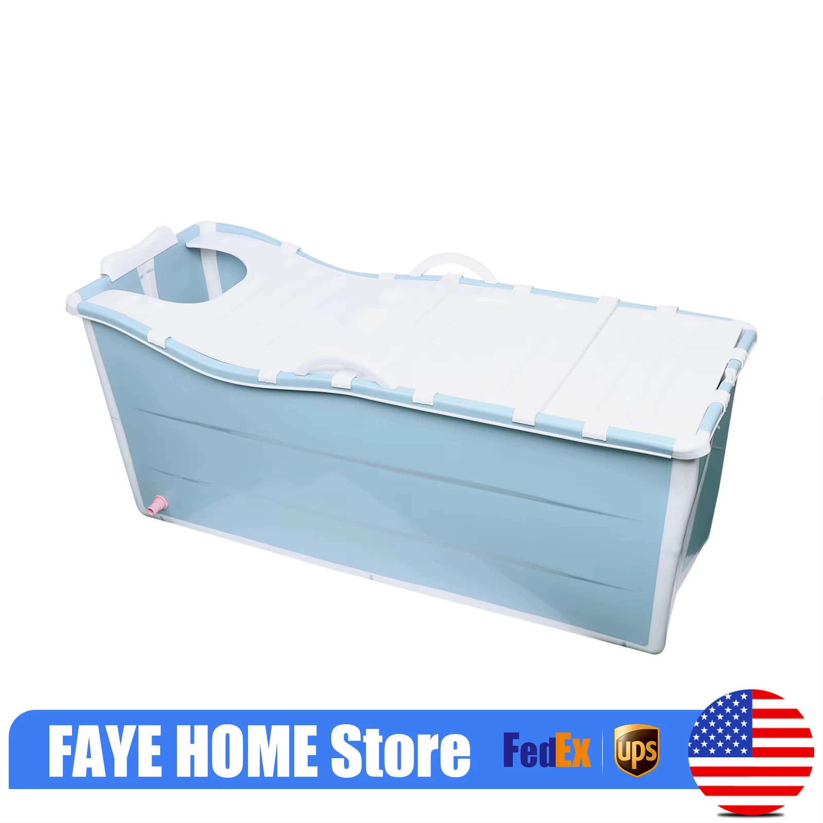

55" Foldable Adult Bathtub with Lid, Collapsible Temperature Maintenance Bathtub