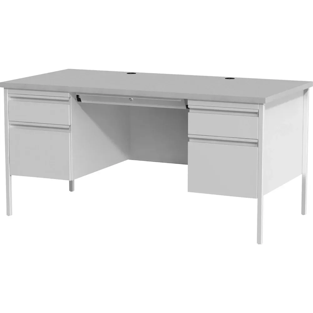 Grey Double Pedestal Steel and Laminate Desk - Stylish and Durable Office Furniture