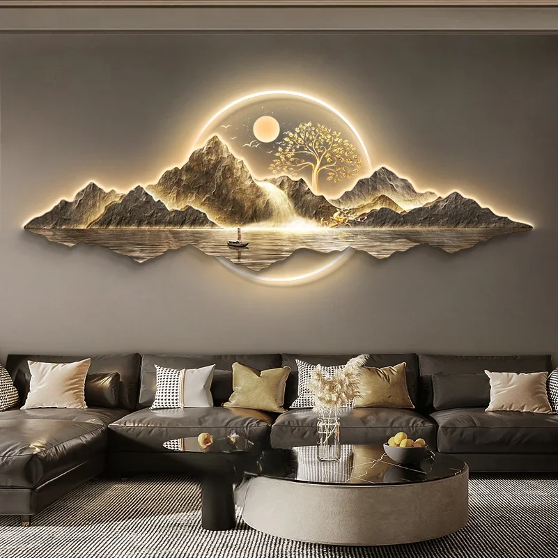 There are backers on the back, light luxury living room decorative paintings, new Chinese-style sofa background wall hanging pai