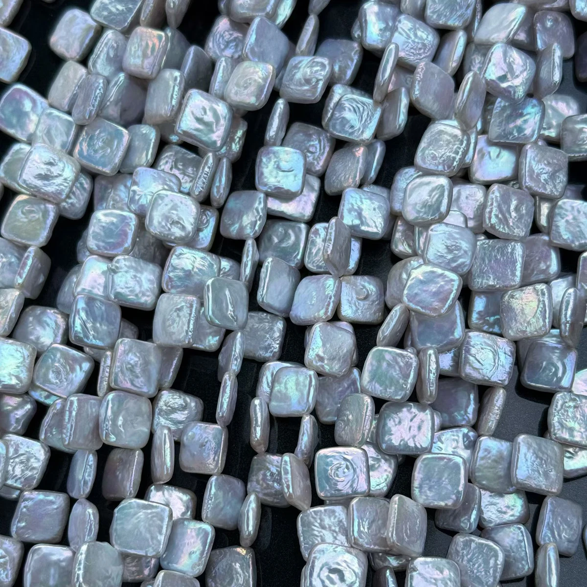 Natural Freshwater Pearl Loose Beads 10.5-11.5mm Side Hole Square Baroque for DIY Jewelry Making Bracelets Earrings Necklaces