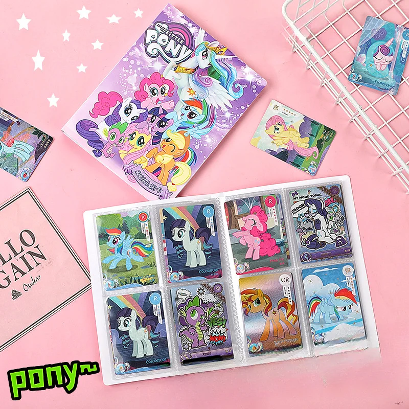 160 PCS My Little Pony Twilight Sparkle Applejack Cards Album Map Letter Folder Binder Notebook Game Collection Gifts Toys Cards