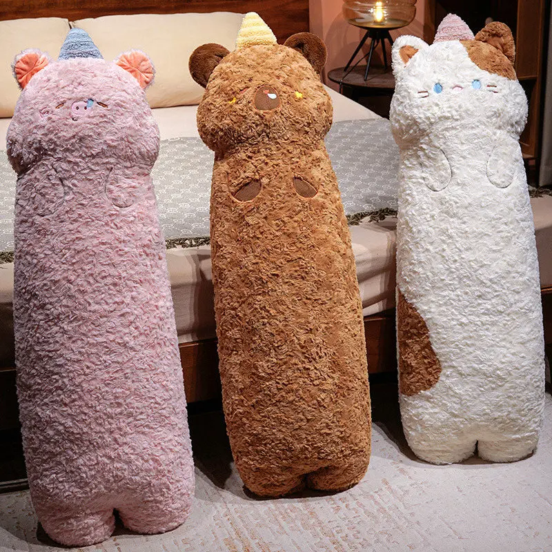 

90/120cm Kawaii Capybara Long Plush Throw Pillow Soft Stuffed Animal Kitten Pig Cartoon Toys Baby Accompany Dolls for Girls Gift