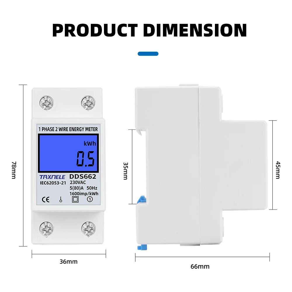 مرحلة واحدة اثنين سلك LCD شاشة ديجيتال Wattmeter استهلاك الطاقة الطاقة عداد كهربائي كيلوواط ساعة التيار المتناوب 230 فولت 50 هرتز الكهربائية Din السكك الحديدية
