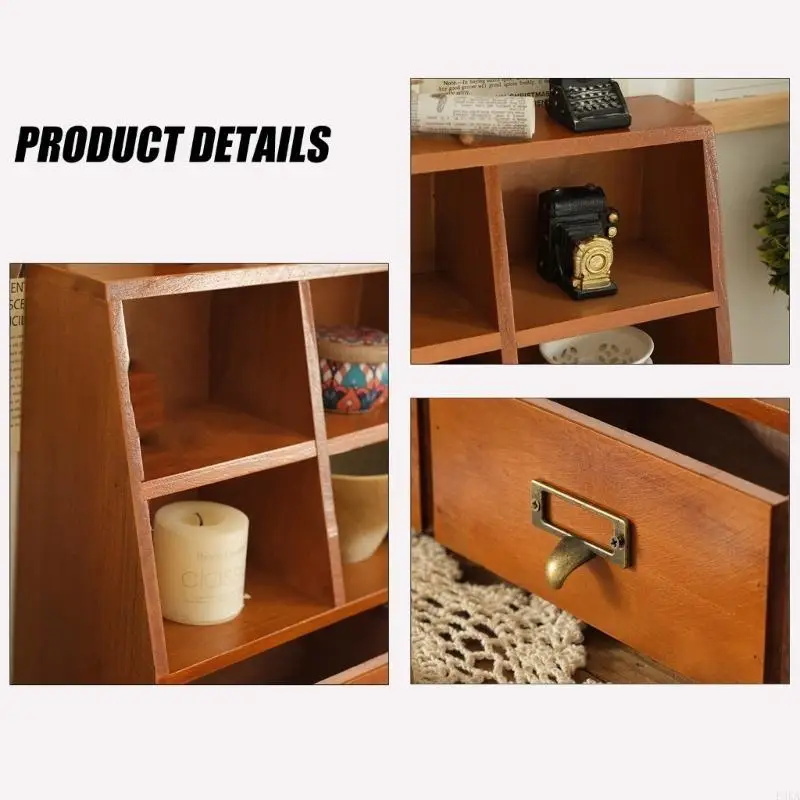 Desktop Storage Cabinet 6 Compartments 2 Concealed Drawers Construction