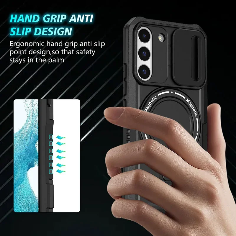 Shockproof Armor Phone Case For Samsung Galaxy S21 S22 S23 S24 S20 Note20 Plus Ultra FE Cover Magsafe Wireless Charge Magnetic