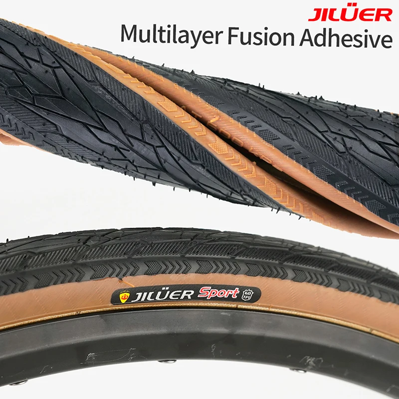JILUER Road Bike Tire Folding Ultra Light Bicycle Tires 700x25c/28c/38c 60TPI Black/Yellow Anti-puncture Gravel Tyre Bikes Parts view 4