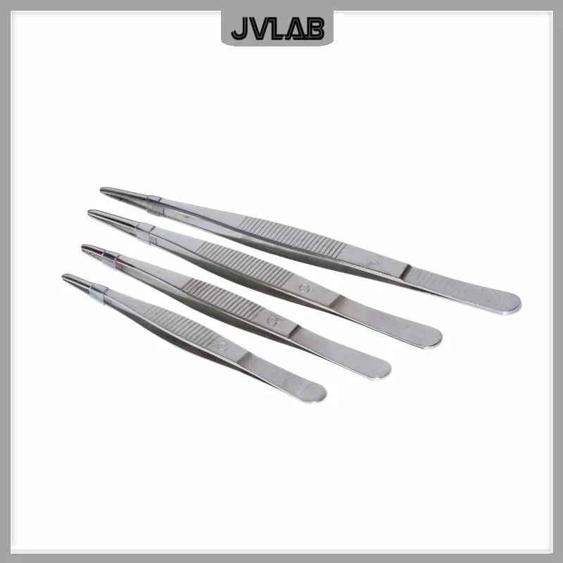 Stainless Steel Tweezers Laboratory Auxiliary Tweezer Straight Surgical Forceps 12.5cm Extraction Excipients Home Handy Tool