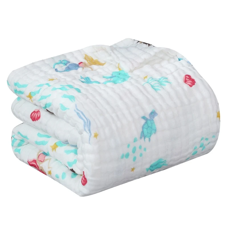 F19F 110x110cm Baby Receiving Blanket 6-Layers Cotton Swaddling Wrap Newborn Quilt Toddler Nap Blanket Infant Bedding