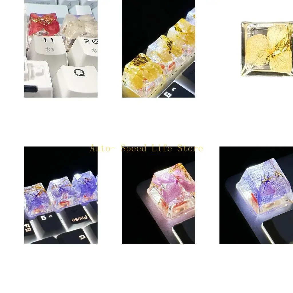 

02DA прозрачные золотые фольги вышивающие смолы KeyCap Механические клавиатуры клавишные клавиши R4S Profile