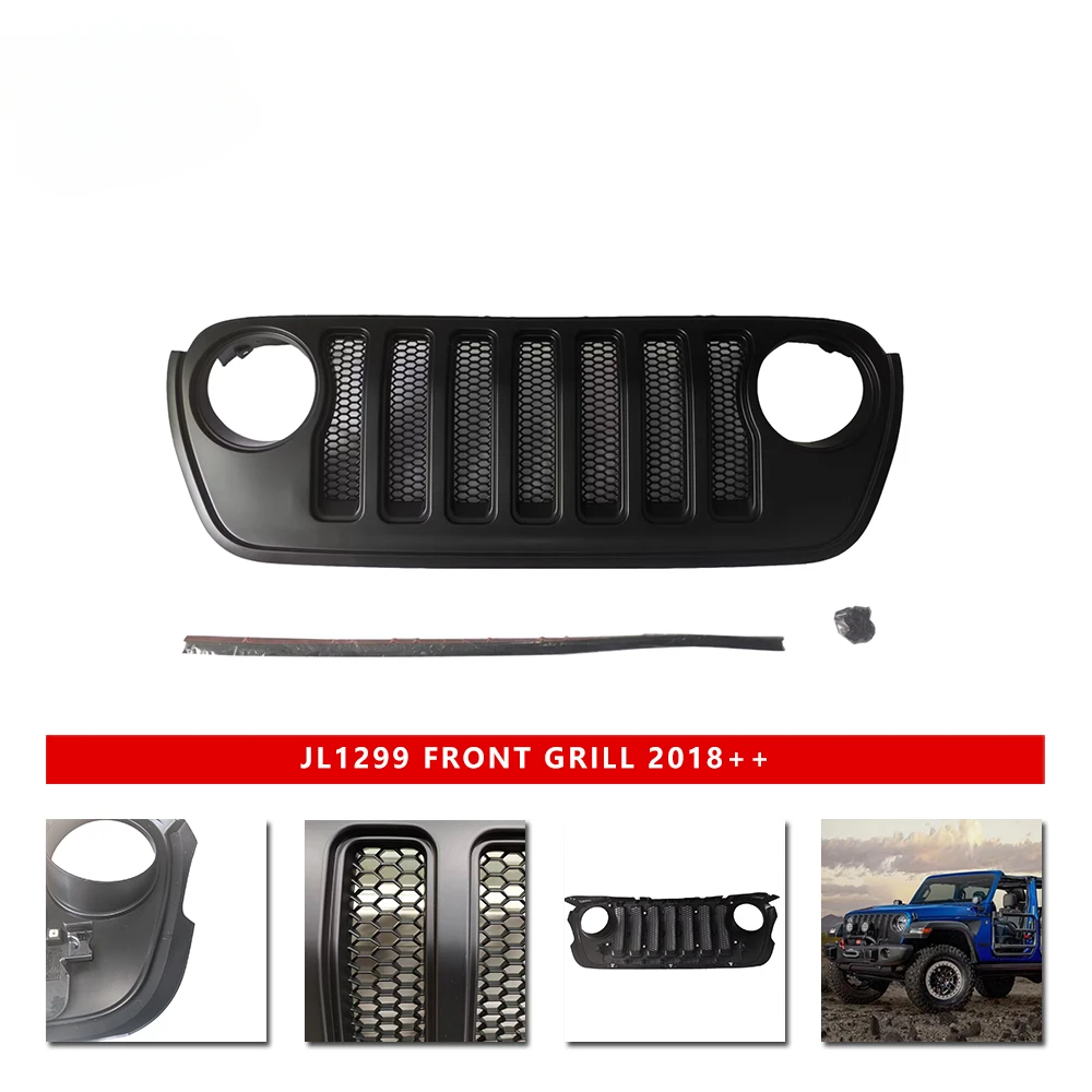 JL1299 Rubicon Grille para Jeep JL Wrangler 2018 +, Acessórios Do Carro, Alta Qualidade, Personalizável