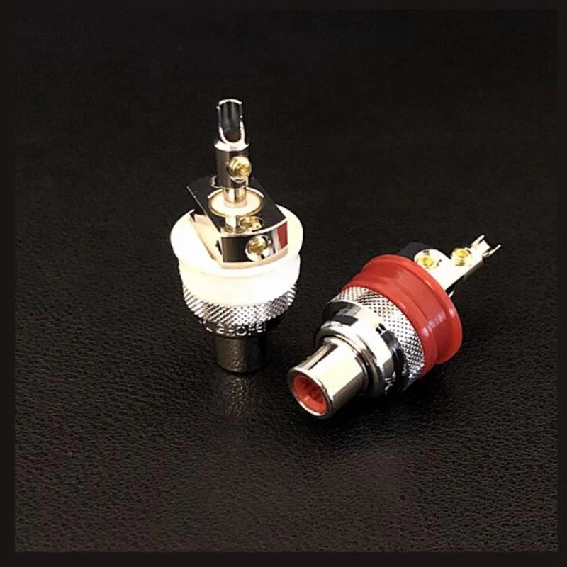 Hi-End 4pcs gaofei 12MM GF-RED02A Pure copper Rhodium Plated RCA Female Socket Phono Chassis Female HIFi audio  AMP