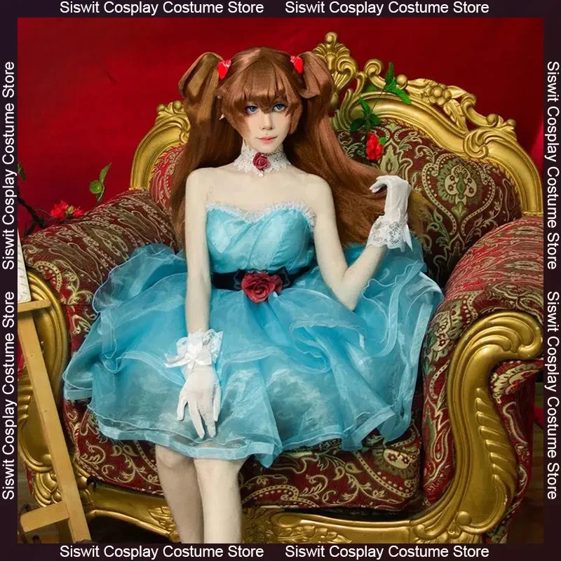 

Anime Asuka Cosplay Costume EVA Langley Soryu Themed Restaurant Blue Dress Evening Party Dresses Carnival Outfits Women Suits