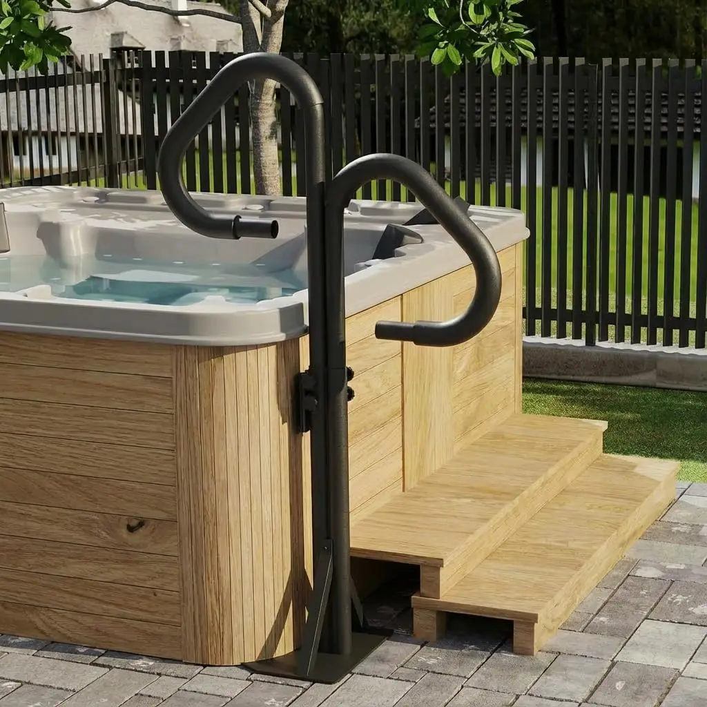 

Domi Two-Way Hot Tub Handrail, Aluminum Spa Hand Rail with 44”-60” Adjustable Height & 360° Swivel, Safety Side Handrails with S
