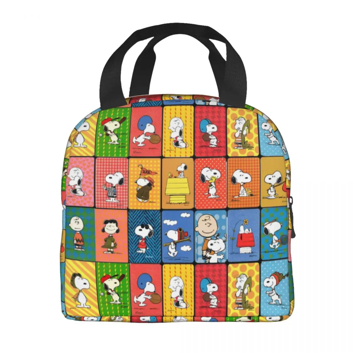 MINISO Snoopy Peanuts Print Lunch Bag For Men Funny Animal Dog Lunch Box Fashion Office Cooler Bag Zipper Thermal Lunch Bags