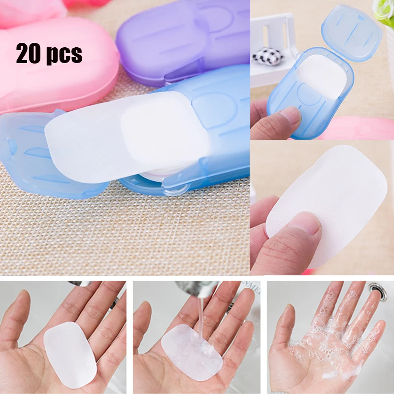 20PCS Portable Soap Paper Disposable Soap Paper Flakes Washing Cleaning Hand For Kitchen Toilet Outdoor Camping Travel Hiking