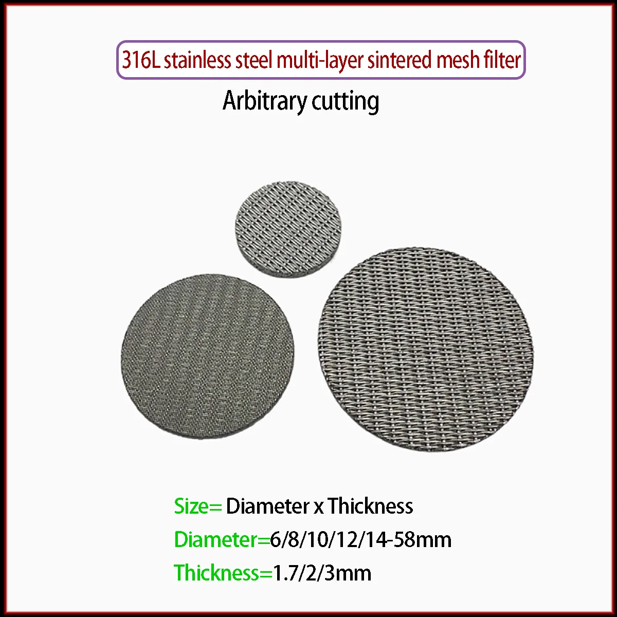 

1PCS 316 Stainless Steel Powder Sintered Filter Washer Gasket Thickness 1.7mm 2mm 3mm