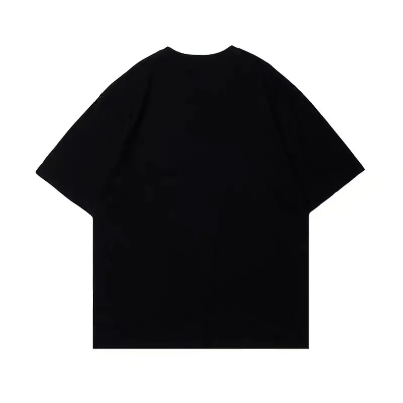 صيف 2025 ضرب الهيب هوب مجردة طباعة قصيرة الأكمام تي شيرت Y2K الجولة الرقبة فضفاض تي شيرت الرجال القطن تي شيرت
