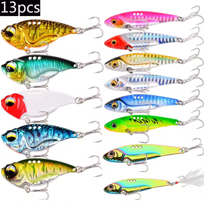 13 יחידות / הרבה מעורבת מתכת Vib Blade Cicada דייג Lure טובע Spinner Baits Vibe Pesca Crankbait עבור Bass Pike Perch Fish