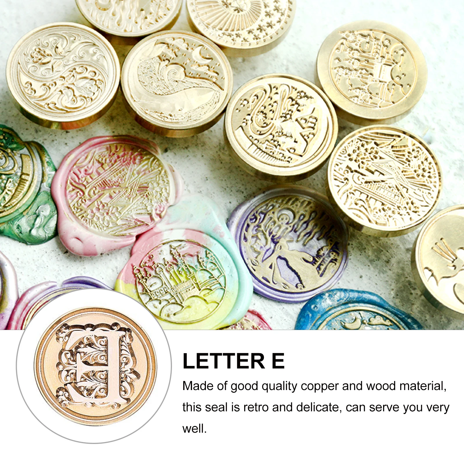 

1 pc Fire Wax Seal Stamp Letter E Alphabet Pattern Retro Style For Diy Decor Craft Envelope Scrapbook Wood Copper Material Tool